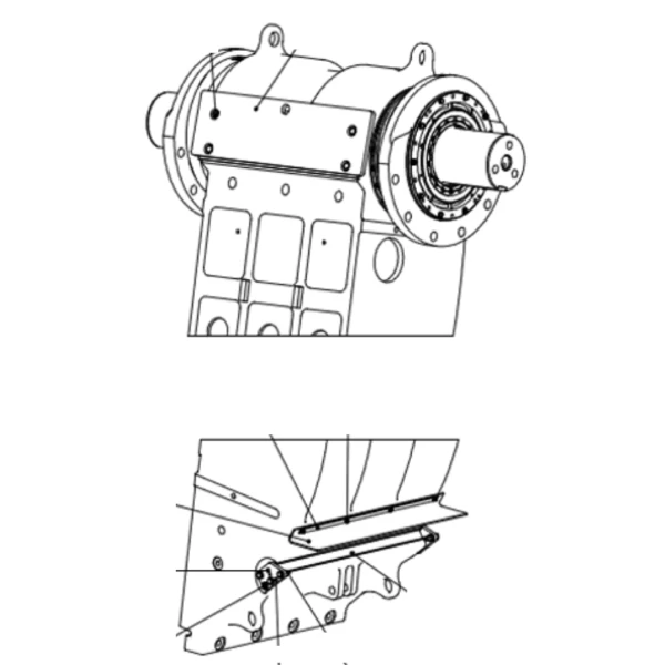 Drawing showing jaw crusher pitman housing.